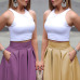 2018 Summer Fashion Women Elegant Casual Two-Piece Suit Set Female Sleeveless Cropped Top & Pleated Maxi Skirt Sets