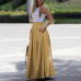 2018 Summer Fashion Women Elegant Casual Two-Piece Suit Set Female Sleeveless Cropped Top & Pleated Maxi Skirt Sets