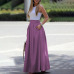 2018 Summer Fashion Women Elegant Casual Two-Piece Suit Set Female Sleeveless Cropped Top & Pleated Maxi Skirt Sets