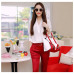 2018 Summer Women Sets Two Piece OL Fresh Office Wear White Three Quarter Sweet V-neck Shirt + Ankle-length Pants Women Sets