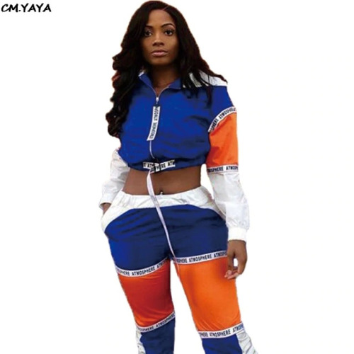 2019 New fashion sporty women's tracksuit hooded short jackets letter splicing long pants suits two piece set outfit GLA3068