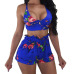 2Pcs Women Short Pants Sets Sexy Print Sleeveless Blouse Wear Casual Suit 2 piece set women summer tracksuit women