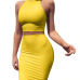 ANJAMANOR Crop Top and Skirt Two Pieces Dress Set Yellow Club Summer Outfit Sexy Clothes for Women Matching Sets D53-AZ17