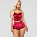 Adogirl Women Velvet Tracksuit Sexy V Neck Spaghetti Straps Crop Top + Shorts Fashion Night Club Suits Two Piece Set Outfits