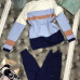 Amolapha Women Hit Color Patchwork Knitted Pullovers+Pants 2 Pieces Clothing Sets Casual Patchwork Tracksuits