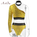 ArtSu Summer 2 Piece Short Set Women One Shoulder Yellow Off Shoulder Crop Top Plaid Shorts Boho Tracksuit Suits ASSU20101