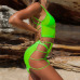 BKLD Neon Green Hot Pink Transparent Mesh Two Piece Sets Casual Beach Outfits Women Sexy Hollow Out Bodycon Mini Skirt+Crop Tops