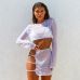 BKLD Sexy Sheer Mesh Club 2 Two Pieces Sets Women 2019 Summer Outfits See Through Long Sleeve Crop Tops+Bodycon Party Mini Skirt