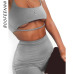 BOOFEENAA Sexy Short Two Piece Set Crop Tops and Biker Shorts Grey Black Bodycon Matching Sets Summer Clothes for Women C83-I71