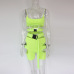 Beyprern Hot Girl Cut Out  Neon Green Buckle Shorts Set Women Tight Buckle Festival Suits Two Piece Night Out Outfits Clubwears