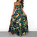 Boho New Sexy Women Two Piece Set Crop Top Long Skirt Floral Printed Bandeau Strapless Bandage Ruffles High Waist Casual Suit