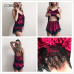 COLROVIE Burgundy Velvet 2 Piece Set Women Eyelash Lace Cami Top With Shorts Set Casual Sleeveless Vintage Two Piece Set