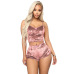 Echoine Sexy Bodycon Two Piece Set Women Velvet Spaghetti Straps Bow Lace Elastic Sleeveless V-Neck Crop Tops Short Pants Suit