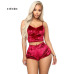 Echoine Sexy Bodycon Two Piece Set Women Velvet Spaghetti Straps Bow Lace Elastic Sleeveless V-Neck Crop Tops Short Pants Suit