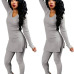 Elegant sexy two piece set top and pants autumn outfits tracksuit women sweater ribbed office lady ensemble femme dos piezas