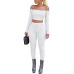 Free Ostrich 2019 Sexy Bodycon Bandage Women Sets Off Shoulder Criss Cross Crop Top Long Pants Two Piece Set Clothing C2235