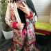 GCAROL 2019 Early  Spring Notched Collar Women Sets Floral Blazer Sashes Vintage Jacket Elastic Waist Wide Leg Pants Two Pieces