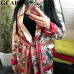 GCAROL 2019 Early  Spring Notched Collar Women Sets Floral Blazer Sashes Vintage Jacket Elastic Waist Wide Leg Pants Two Pieces