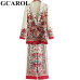 GCAROL 2019 Early  Spring Notched Collar Women Sets Floral Blazer Sashes Vintage Jacket Elastic Waist Wide Leg Pants Two Pieces