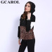 GCAROL 2019 Spring Women 2 Pieces Sets Leopard Spliced Sweatshirt Ankle Length Harm Pants Oversize Tracksuits Hoodies Outfiits