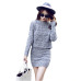 GOPLUS 2019 Winter 2 Pieces Sweater Dress Set Women Long Sleeve Office Wear Casual Gray  Pullover Knitted Dresses Clothing Suit