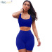 HAOYUAN 2 Piece Set Women Crop Tops and Biker Shorts Sweat Suits Sexy Club Outfits Two Piece Casual Tracksuit Matching Sets