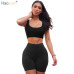 HAOYUAN 2 Piece Set Women Crop Tops and Biker Shorts Sweat Suits Sexy Club Outfits Two Piece Casual Tracksuit Matching Sets