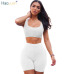 HAOYUAN 2 Piece Set Women Crop Tops and Biker Shorts Sweat Suits Sexy Club Outfits Two Piece Casual Tracksuit Matching Sets