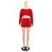 HAOYUAN 2 Two Piece Set Women Clothes Autumn Winter Outfits Long Sleeve Knit Sweater Tops+Bodycon Shorts Suit Sexy Matching Sets