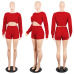 HAOYUAN 2 Two Piece Set Women Clothes Autumn Winter Outfits Long Sleeve Knit Sweater Tops+Bodycon Shorts Suit Sexy Matching Sets