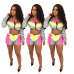 HAOYUAN 2 Two Piece Set Women Summer Clothes Festival Crop Top and Biker Shorts Suit Sexy Club Outfits Tracksuit Matching Sets