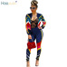 HAOYUAN Plus Size 2 Two Piece Set Women Clothes Striped Zip Tops+Bodycon Pants Sweat Suit Casual Outfits Matching Sets Tracksuit