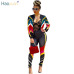 HAOYUAN Plus Size 2 Two Piece Set Women Clothes Striped Zip Tops+Bodycon Pants Sweat Suit Casual Outfits Matching Sets Tracksuit