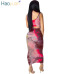 HAOYUAN Sexy Two Piece Set Club Outfits Tie Dye Crop Top and Midi Skirt Set Bodycon 2 Piece Summer Clothes Women Matching Sets