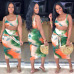 HAOYUAN Sexy Two Piece Set Club Outfits Tie Dye Crop Top and Midi Skirt Set Bodycon 2 Piece Summer Clothes Women Matching Sets