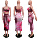 HAOYUAN Sexy Two Piece Set Club Outfits Tie Dye Crop Top and Midi Skirt Set Bodycon 2 Piece Summer Clothes Women Matching Sets