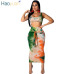 HAOYUAN Sexy Two Piece Set Club Outfits Tie Dye Crop Top and Midi Skirt Set Bodycon 2 Piece Summer Clothes Women Matching Sets