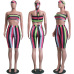 HAOYUAN Striped Sexy Three Piece Set Women Head Scarf+Crop Tops+Bodycon Shorts Suits Boho Summer Beach Outfits 3 Piece Tracksuit