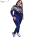 HAOYUAN Thick Velvet Sequin 2 Piece Set Women Tracksuit Hoodies Tops and Pant Casual Outfits Suits Fall Winter Velour Sweatsuit