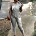 Hot Women Set Letter Print Sexy Sweatsuit Plus Size Tops+Skinny Pants Sweat Suits Two Piece Tracksuit Casual 2 Piece Set S-XXXL