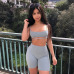 Hugcitar spaghetti straps split hollow out camis knee length pants 2 pieces sets 2018 women summer casual sportswear sexy sets