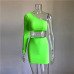 KGFIGU women sets 2019 New Arrivals one shoulder orange and green two pieces sets sexy tops and skirts tracksuits matching sets