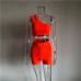 KGFIGU women sets 2019 New Arrivals one shoulder orange and green two pieces sets sexy tops and skirts tracksuits matching sets