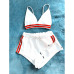 Kenancy Fashion Two Pieces Women Set Sexy Bra Crop Top with High Cut Tie Elastic Waist Shorts Suit Outfits Beachwear Women Sets