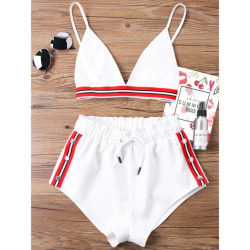 Kenancy Fashion Two Pieces Women Set Sexy Bra Crop Top with High Cut Tie Elastic Waist Shorts Suit Outfits Beachwear Women Sets