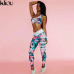 Kliou 2017 Retro Digital Printed letters workout Suit Fitness Tracksuit Women Set Female Sporting Bra Leggings women Clothing