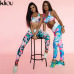 Kliou 2017 Retro Digital Printed letters workout Suit Fitness Tracksuit Women Set Female Sporting Bra Leggings women Clothing