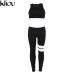 Kliou 2017 Women 2 Pieces suit crop tank striped leggings set Polyester Female Casual Bodysuit Club outfit sporting Tracksuits