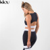 Kliou 2017 Women 2 Pieces suit crop tank striped leggings set Polyester Female Casual Bodysuit Club outfit sporting Tracksuits