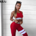 Kliou 2017 Women 2 Pieces suit crop tank striped leggings set Polyester Female Casual Bodysuit Club outfit sporting Tracksuits